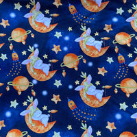 Bunny on moon cotton lycra