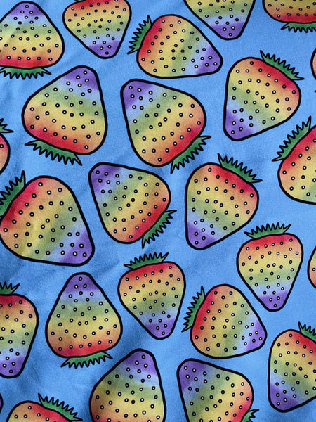 Pastel strawberries cotton lycra