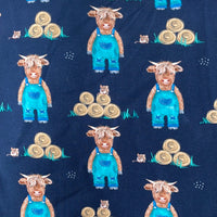 Blue highland cows cotton lycra