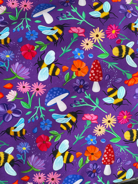 Purple Bumblebee cotton lycra